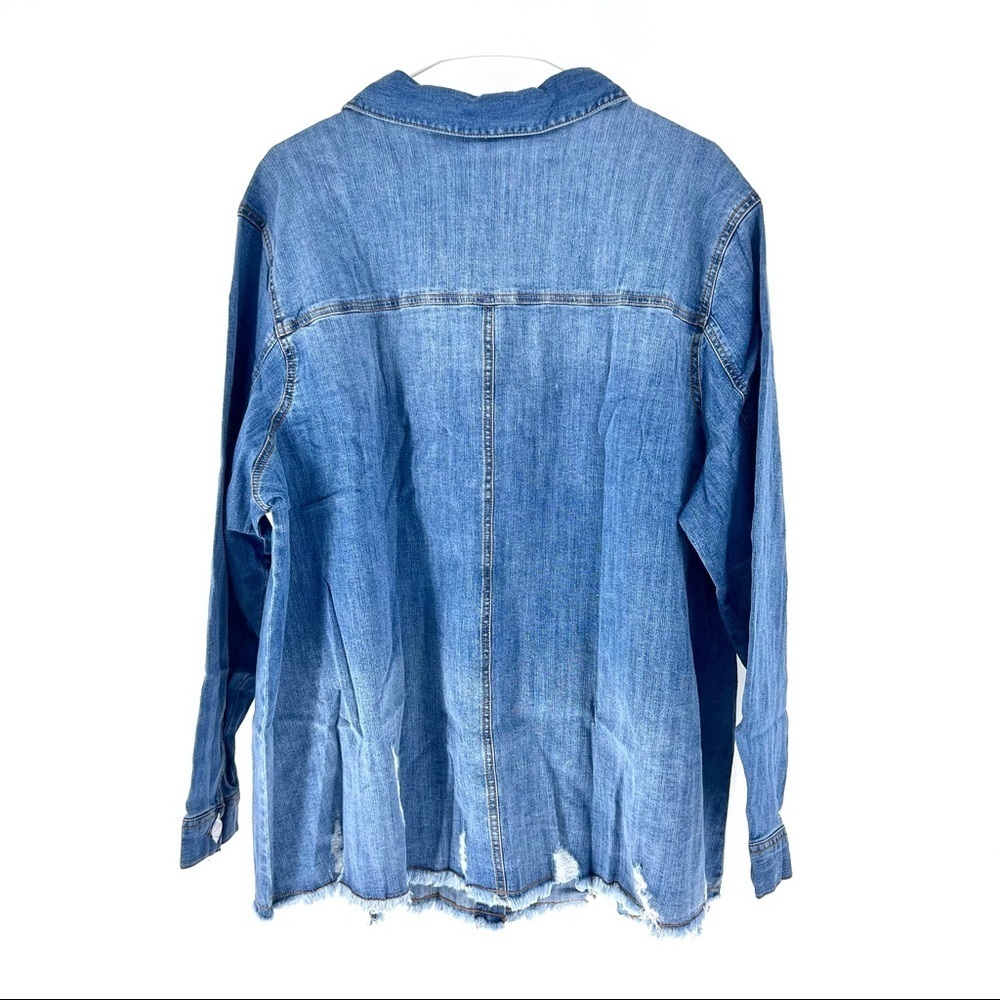 EST 1946 Denim Women's Plus Raw Hem Ripped Jacket w/ Pockets - 18/20 - Picture 4 of 5
